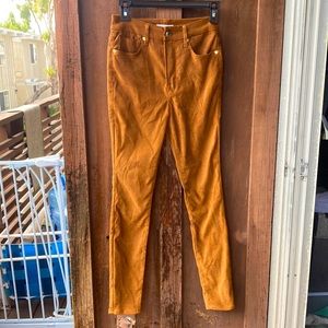 GOOD AMERICAN high waist  suede like pants in tobacco
